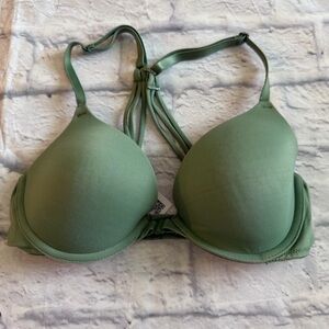 PINK Victoria’s Secret Bra 32B | Green Wear Everywhere Lightly Lined Front Close